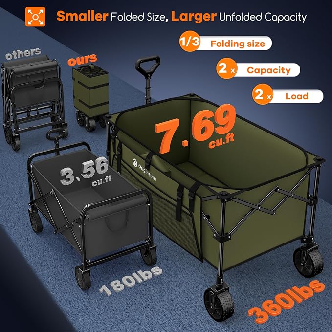 220L Collapsible Wagon Cart Foldable, Utility Carts - Image 4