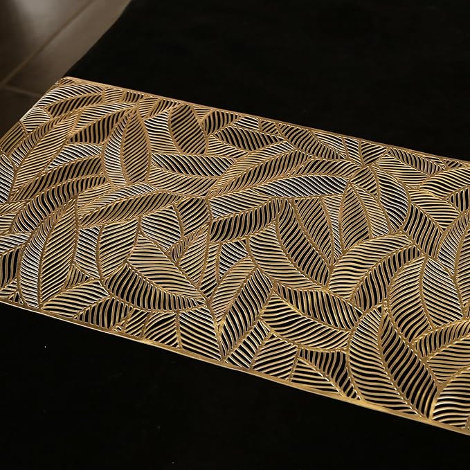 FAVE Gold Table Runner 72 inches Long Heat Resistant Hallowed-Out Vinyl - Image 7