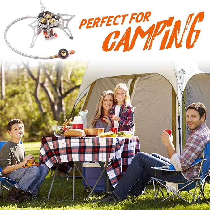6800W Camping Stove with Fuel Canister Adapter Portable Backpacking Gas Stove - Image 6