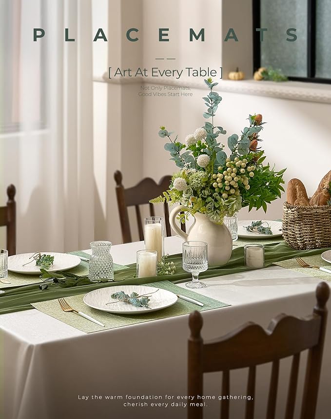 Leetaltree Gradient Green Woven Placemats Set of 4 - Image 2