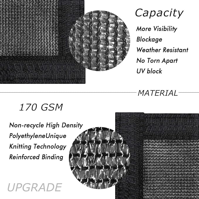UPGRADE Privacy Fence Screen 8'x42' Black Outdoor 90% Visibility Blockage 170 - Image 2