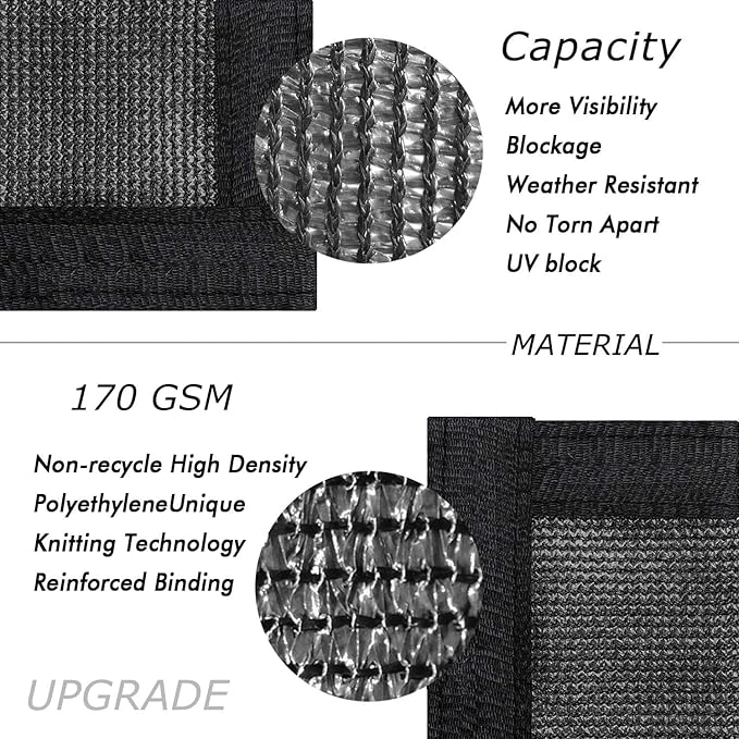 UPGRADE Privacy Fence Screen 3'x13' Black Outdoor 90% Visibility Blockage 170 - Image 2