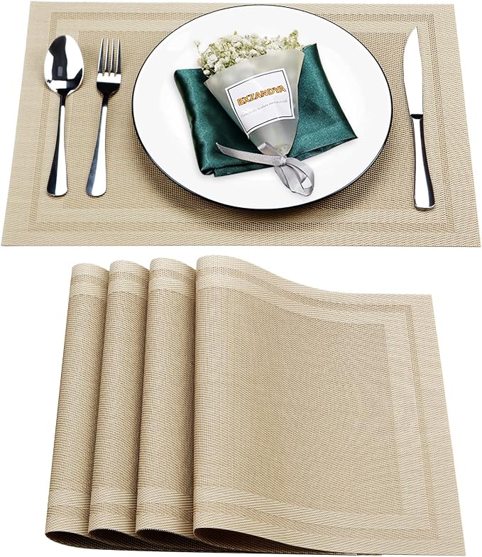 Placemats Set of 4, Heat and Stain Resistant Indoor/Outdoor Place mats by BxzanDya-LifeSmartMaker