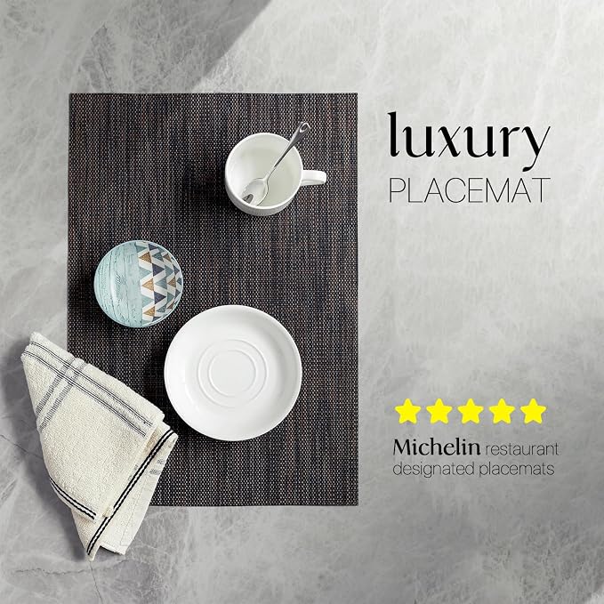 LEXMORE Placemats Set of 8 Vinyl/Plastic Woven Place Mats - Image 2