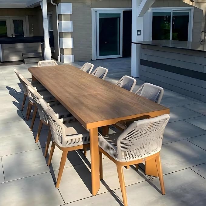 PURPLE LEAF 11 Pieces Dining Set Patio Metal Rectangular Table and Wicker - Image 2