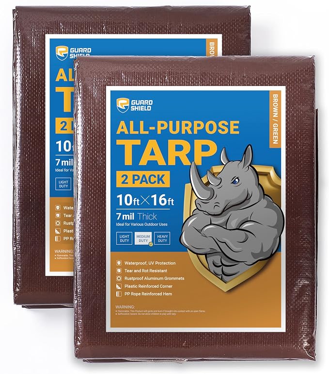 GUARD SHIELD Brown/Green Tarp 10x16 Feet Medium Duty Outdoor Waterproof Multi by GUARDSHIELD