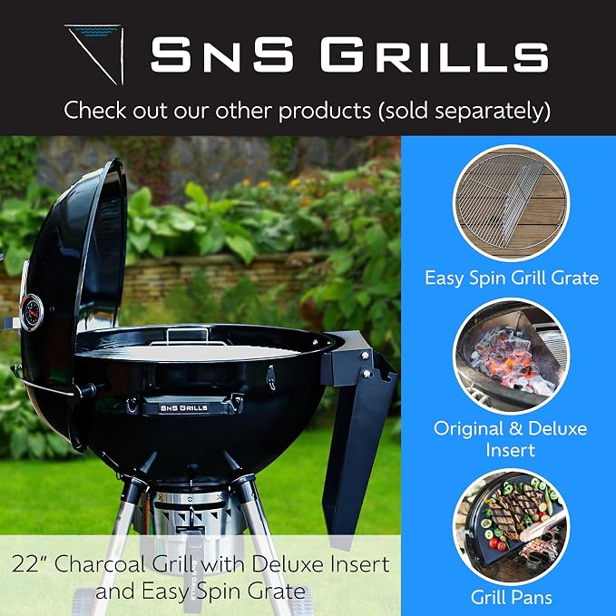 SnS Grills EasySpin Charcoal Grill Cooking Grate, 304 Stainless Steel, Large - Image 7
