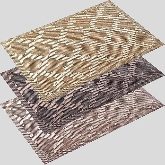 Elegant Placemats Vinyl Woven Heat-Resistant Placemats Set of 8 Washable Easy - Image 5