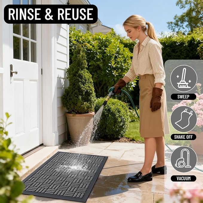 OLANLY Front Door Mat Outside Entrance 47x17, Heavy Duty Sturdy Natural Rubber - Image 8