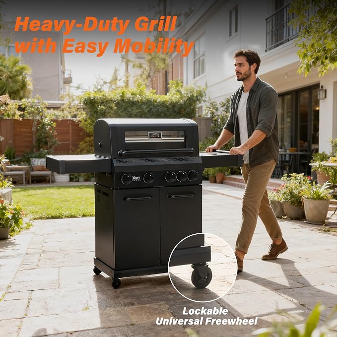 4+1 Burner Propane Gas Grill, 000 BTU Outdoor BBQ - Image 6