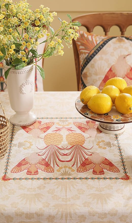 patdrea Designer Rectangle Linen Table Cloth, Vintage Anti-Wrinkle Durable - Image 8