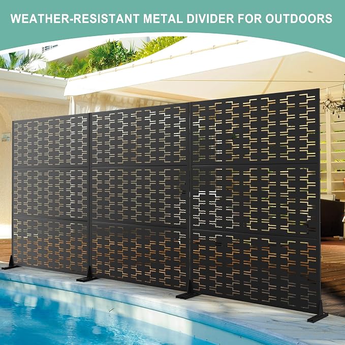 Metal Privacy Screen for Outdoor & Indoor Use, Free Standing Privacy Screen for - Image 6