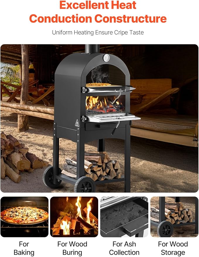VEVOR Outdoor Pizza Oven, 2-Layer Pizza Oven Wood Fired, Wood Burning Outdoor - Image 3