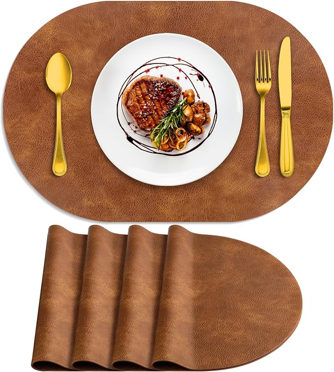 ADRIMER Placemats, Heat Resistant Oval Placemats Set of 4 Washable 12 x 17 Inch by Adrimersdreamistobeanindispensablecompanioninyourlife