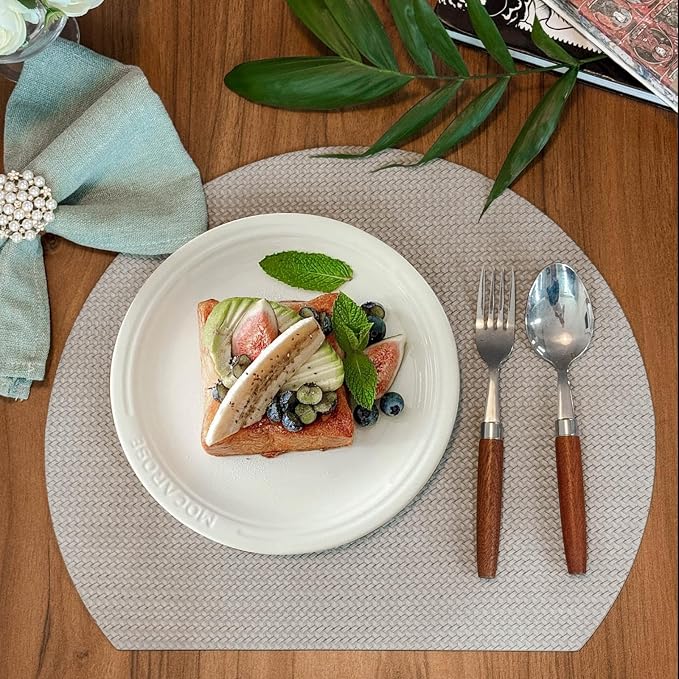 Faux Leather Placemats Set of 6, PU Heat Resistant Dining Table Mats, by ZIWUROAD