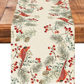 Christmas Bird Burlap Table Runner Seasonal Spring Fall Kitchen Dining Linen by Worltoldb