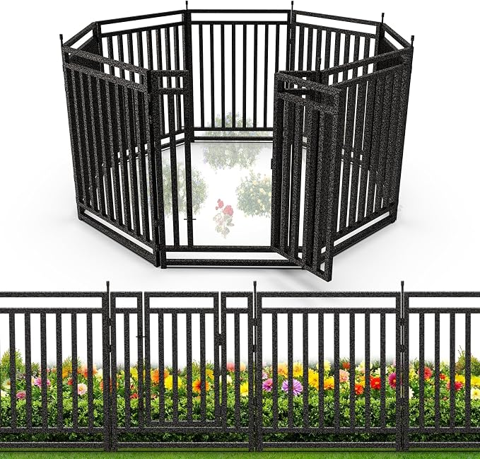 Garden Fence 40in x 18ft, 7 Panels + 1 Gate, Durable Outdoor Yard Barrier by Petorldog