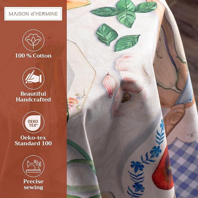 Maison d' Hermine Table Cloth Round Table 100% Cotton 63 Inches Tablecloth - Image 2