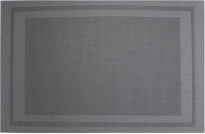 Gugrida Placemats Set of 6 Plaid Checkered Silver Grey PVC Placemat - Image 2