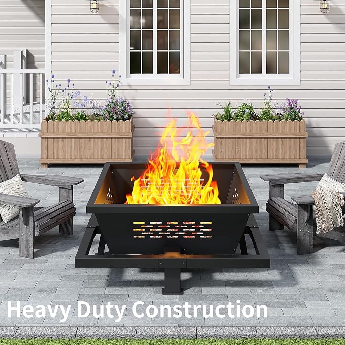 42" Large Fire Pit, Square Outdoor Fire Pit - Image 7