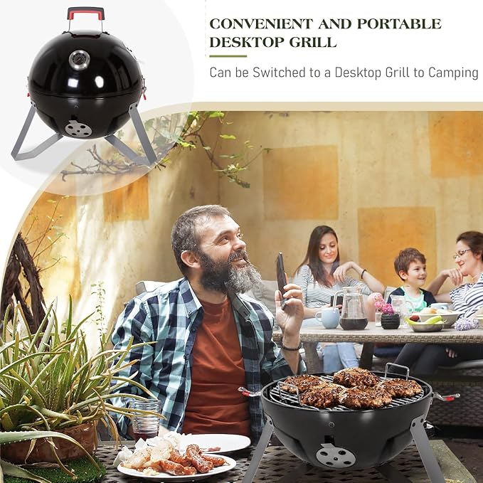 Sophia & William 18-Inch Vertical Charcoal Smokers BBQ Grills - Image 5