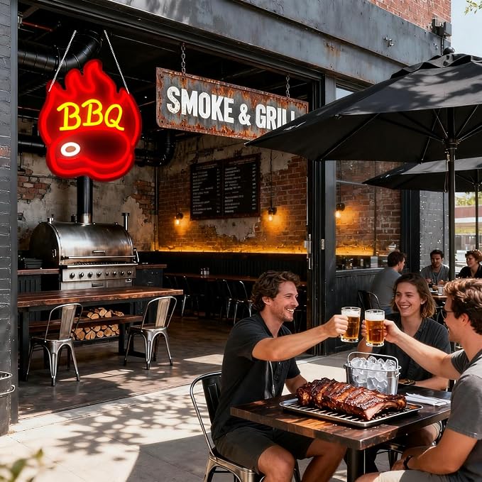 BBQ Neon Signs for Backdrop wall decor，Dimmable USB Powered, Barbecue Neon - Image 9