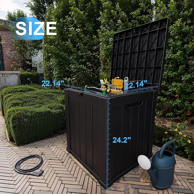 51 Gallon Resin Deck Box, Lockable Patio Outdoor Storage Box - Image 4