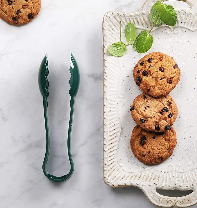 Serving Tongs, Green Polycarbonate Plastic, Set of 12, 6 Inch