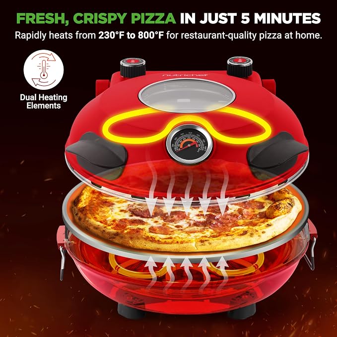 NutriChef Electric Pizza Oven | 1200W Countertop Pizza Maker - Image 2