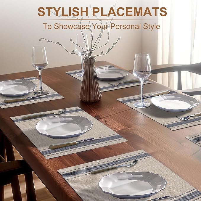 BETEAM Placemats Set of 6, Woven Vinyl Placemat - Image 6