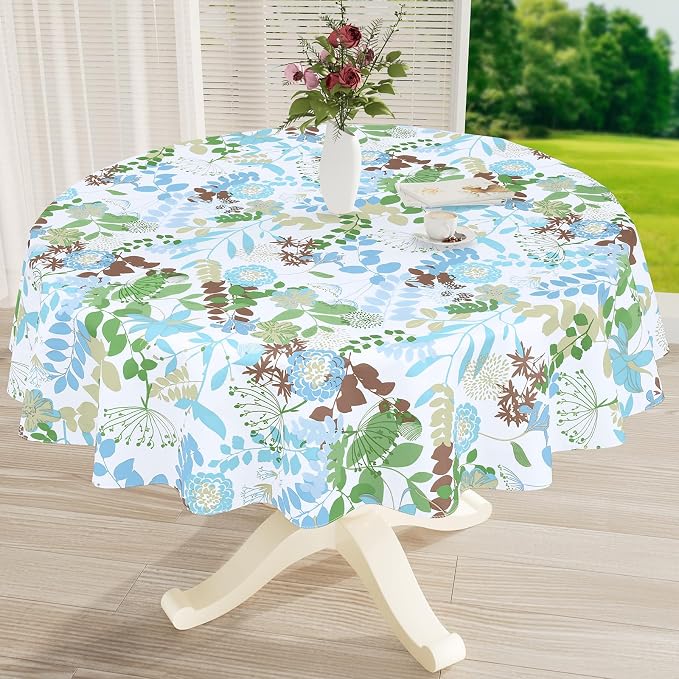 misaya Round Waterproof Vinyl Table Cloth, Wipeable Tablecloth by misaya