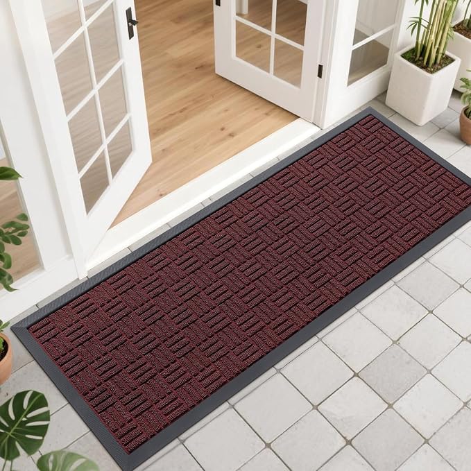 OLANLY Front Door Mat Outside Entrance 47x17, Heavy Duty Sturdy Natural Rubber by OLANLY