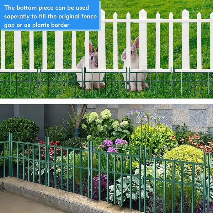 Adavin Animal Barrier Garden Fence, 10 Pack Green 12''L x 25" H no dig Fence - Image 7