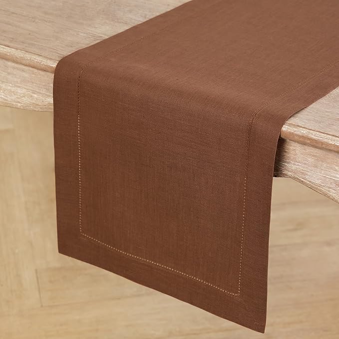 Solino Home Linen Brown Table Runner 90 Inches Long - Image 2