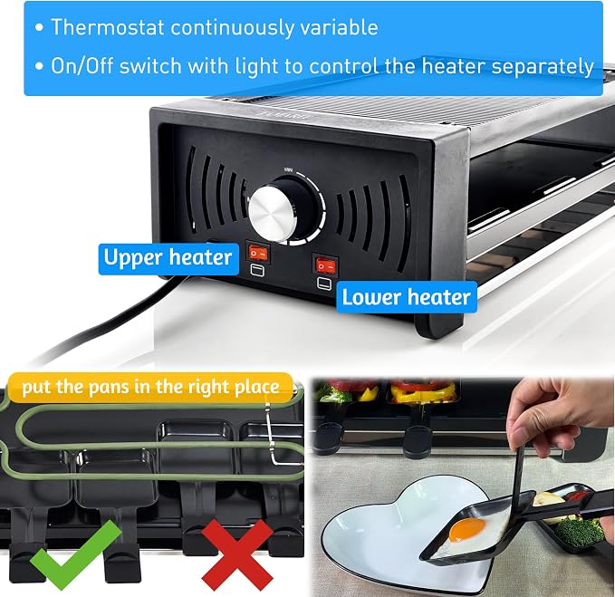 TAMARIT Raclette Party Grill Portable Indoor Electric Korean BBQ Grill 2 in 1 - Image 3