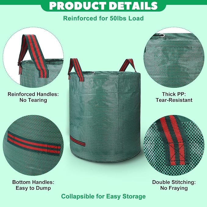 72 & 32 Gallon Reusable Yard Waste & Lawn and Leaf Bags - Image 4