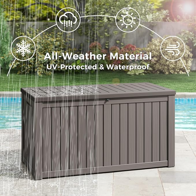 KAMABOKO Outdoor Storage Box, 150 Gallon Large Outdoor Resin Deck Box, Storage - Image 4