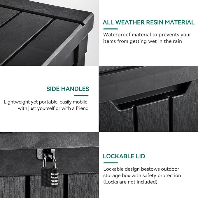YITAHOME 51 Gallon Outdoor Storage Deck Box, Waterproof Resin Package Delivery - Image 5