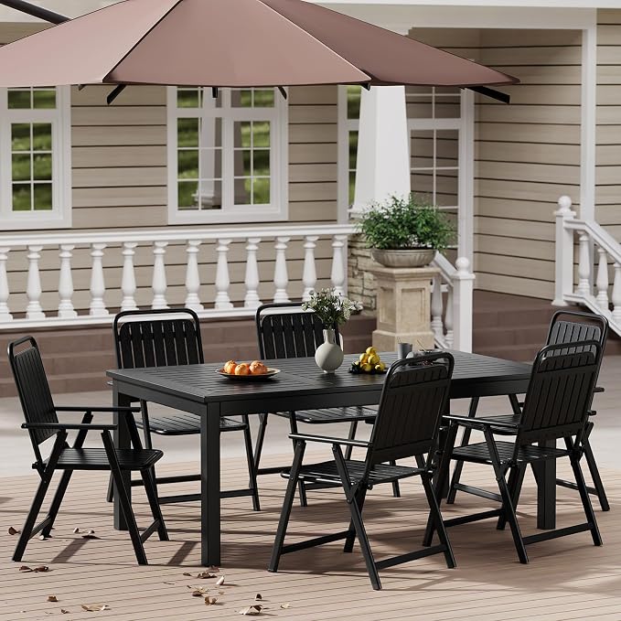 ZZV Outdoor Dining Table for 6-Person Rectangle Indoor Outdoor Table - Image 3