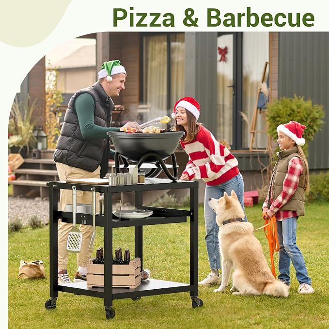 NUUK Outdoor Grill Prep Table 24"x30" Metal Grill Cart Outside 3-Layer Pizza - Image 5