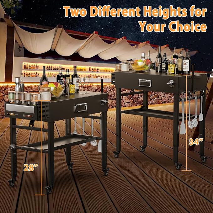 28" and 34" Upgrade Height & Quick-Fold Portable Grill Cart - Image 2