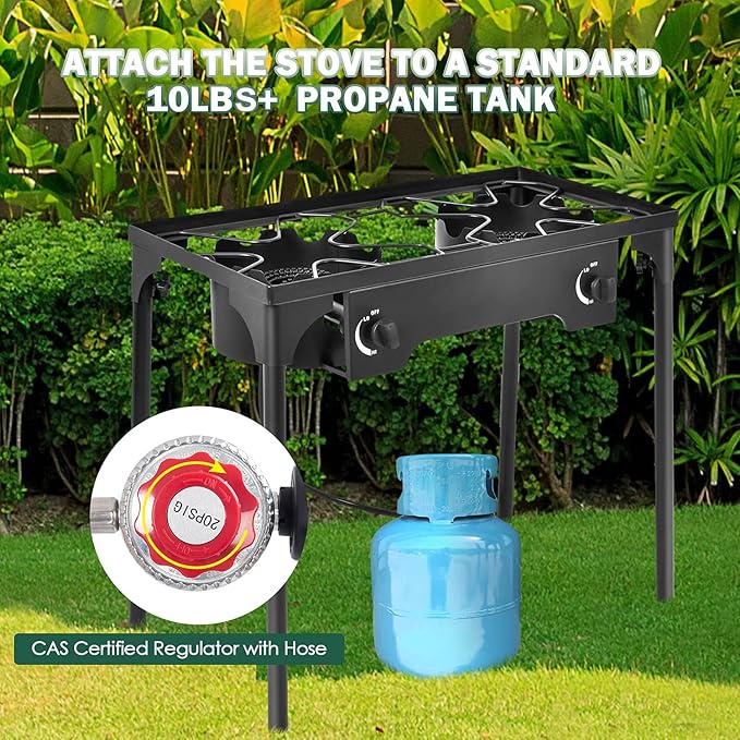 Goplus Outdoor Camping Stove, Dual Burner Propane Gas Cooker w/Detachable Legs - Image 5