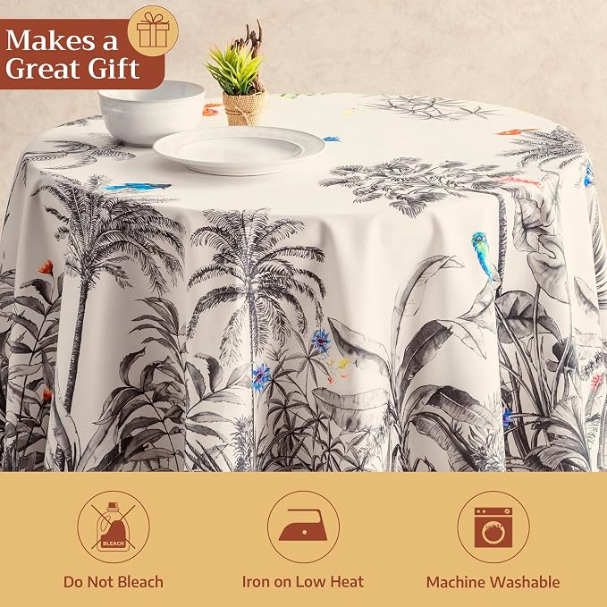 Maison d' Hermine Table Cloth Round Table 100% Cotton 69 Inches Fall Tablecloth - Image 5