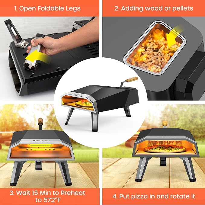Outdoor Wood Pellet Pizza Oven – 12" Woodfire Pizza Stone Oven, Wood Fired - Image 4