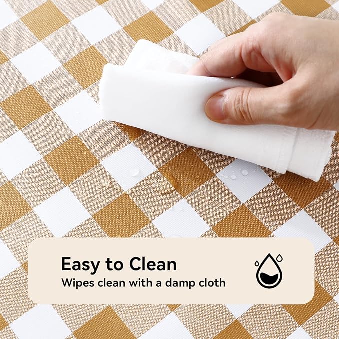 Romanstile Rectangle Vinyl Tablecloth, 100% Waterproof Buffalo Gingham Plastic - Image 2