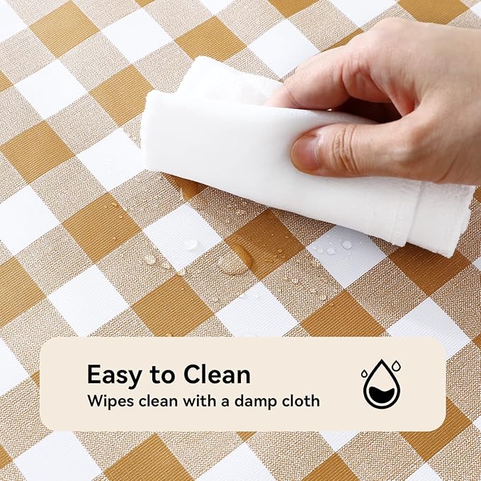 Romanstile Rectangle Vinyl Tablecloth, 100% Waterproof Buffalo Gingham Plastic - Image 2