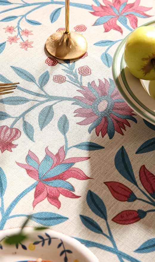 Designer Linen Long Rectangle Tablecloth, Vintage William Morris Wrinkle - Image 5