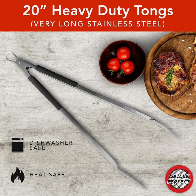 Grill Tongs 20-Inch Very Long Extra Heavy Duty - Image 2