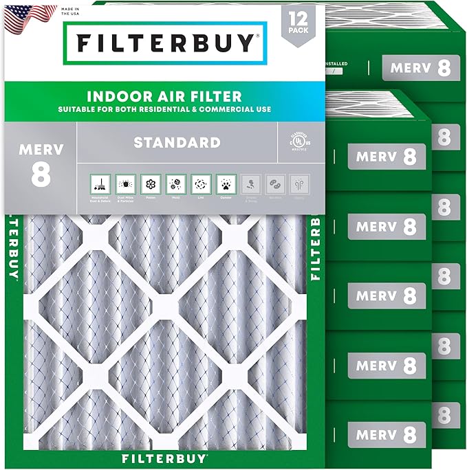 Filterbuy 12x18x4 Air Filter MERV 8 Essential Dust & Allergy Defense, by Filterbuy