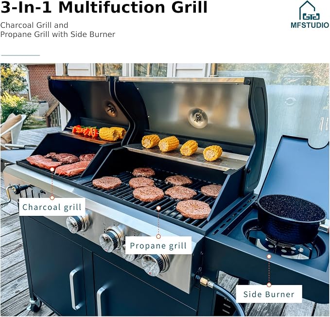 MFSTUDIO 3 In 1 Gas and Charcoal Grill Combo - Image 2